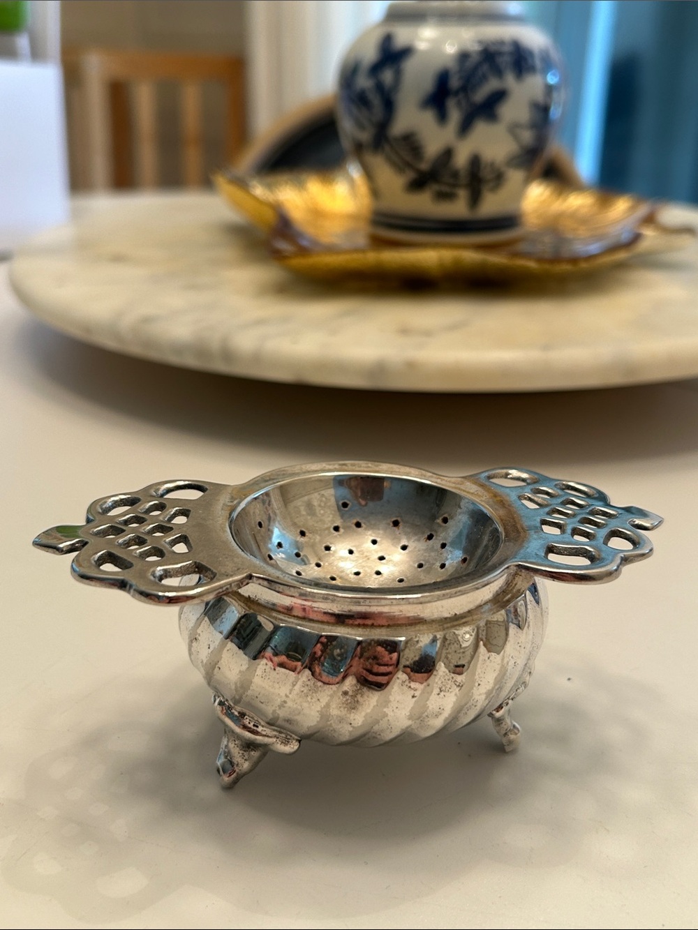 Antique Silver Tea Strainer